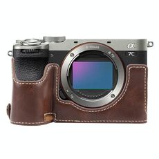 Per Sony ILCE-7CM2 / Alpha 7C II Custodia per fotocamera in pelle PU lucida (caffè)