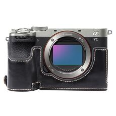 Per Sony ILCE-7CM2 / Alpha 7C II Custodia per fotocamera in pelle PU lucida (nera)