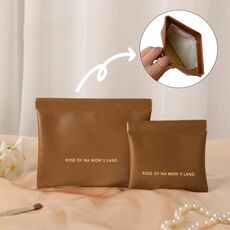 2 pezzi/set PU cavo dati auricolare borsa portaoggetti mini portatile rossetto borsa portamonete, dimensioni: grande + piccolo (marrone)