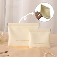 2 pezzi/set PU cavo dati auricolari borsa portaoggetti mini portatile rossetto borsa portamonete, dimensioni: grande + piccolo (bianco)