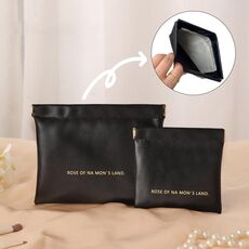 2 pezzi/set PU cavo dati auricolari borsa portaoggetti mini portatile rossetto borsa portamonete, dimensioni: grande + piccolo (nero)