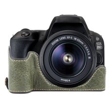 Per Canon EOS 200D II / 200D Buffalo Texture PU Pelle Fotocamera Mezza Base Custodia (Verde)