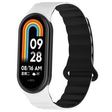 Per cinturino in silicone magnetico bicolore Xiaomi Smart Band 9/8 (bianco nero)