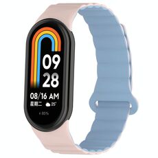 Per Xiaomi Smart Band 9/8 Cinturino magnetico in silicone bicolore (rosa blu)