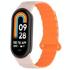 Per cinturino per orologio in silicone magnetico bicolore Xiaomi Smart Band 9/8 (rosa arancione)