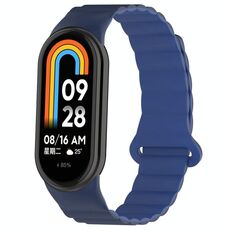 Per Xiaomi Smart Band 9/8 Cinturino magnetico in silicone bicolore (blu navy blu scuro)