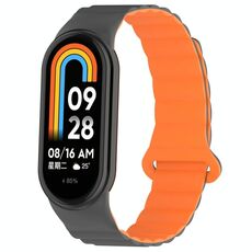 Per Xiaomi Smart Band 9/8 Cinturino magnetico in silicone bicolore (grigio arancione)