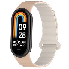 Per Xiaomi Smart Band 9/8 Cinturino magnetico in silicone bicolore (bianco Milk Tea Rock)