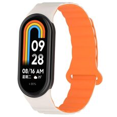 Per Xiaomi Smart Band 9/8 Cinturino magnetico in silicone bicolore (arancione chiaro)