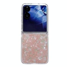 Per Xiaomi Mix Flip Custodia per telefono con texture a conchiglia perlescente (rosa verde)