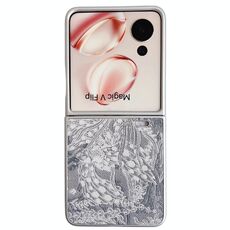 Custodia per telefono a copertura totale For Honor Magic V Flip Embroidery Style (grigio)