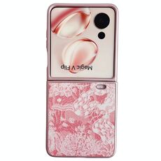 Custodia per telefono a copertura totale For Honor Magic V Flip Embroidery Style (rosa)