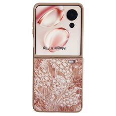 Custodia per telefono a copertura totale For Honor Magic V Flip Embroidery Style (arancione)