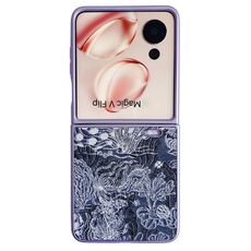 Custodia per telefono a copertura totale For Honor Magic V Flip Embroidery Style (blu)