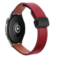 Cinturino in microfibra in pelle con fibbia magnetica sottile da 22 mm per Huawei Watch GT4 46 mm (rosso vino)