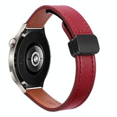 Cinturino in microfibra in pelle con fibbia magnetica sottile da 22 mm per Huawei Watch 4 Pro (rosso vino)