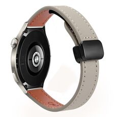 Cinturino per orologio sottile in pelle microfibra con fibbia magnetica da 22 mm per Huawei Watch 4 Pro (albicocca + caramello macchiato)