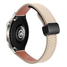 Cinturino in microfibra in pelle con fibbia magnetica sottile da 22 mm per Huawei Watch 4 Pro (albicocca crema)