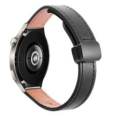 Cinturino in microfibra in pelle con fibbia magnetica sottile da 22 mm per Huawei Watch 4 (arancione + albicocca crema)