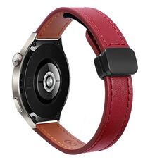 Cinturino in microfibra in pelle con fibbia magnetica sottile da 22 mm per Huawei Watch 4 (rosso vino)