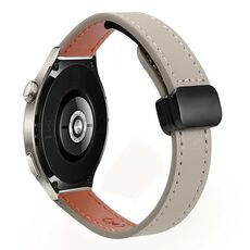 Cinturino in microfibra in pelle con fibbia magnetica sottile da 22 mm per Huawei Watch 4 (albicocca + caramello macchiato)