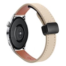 Cinturino in microfibra in pelle con fibbia magnetica sottile da 22 mm per Huawei Watch 3 Pro Nuovo (albicocca crema)