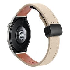 Cinturino in microfibra in pelle con fibbia magnetica sottile da 22 mm per Huawei Watch GT3 Pro 46 mm (albicocca crema)