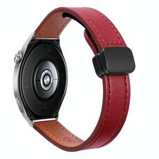 Cinturino in pelle microfibra con fibbia magnetica sottile da 22 mm per Huawei Watch GT3 46 mm (rosso vino)