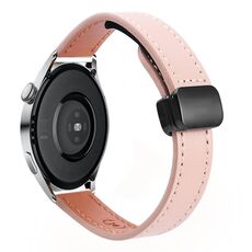 Cinturino in microfibra in pelle con fibbia magnetica sottile da 22 mm per Huawei Watch 3 Pro (nero-albicocca)