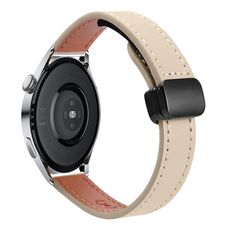 Cinturino in microfibra in pelle con fibbia magnetica sottile da 22 mm per Huawei Watch 3 Pro (albicocca crema)