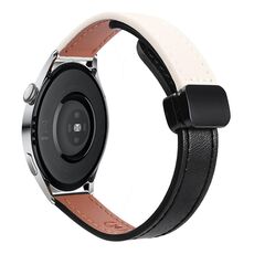 Cinturino in microfibra in pelle con fibbia magnetica sottile da 22 mm per Huawei Watch 3 (marrone moka)