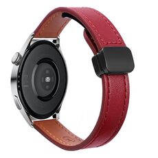 Cinturino in microfibra in pelle con fibbia magnetica sottile da 22 mm per Huawei Watch 3 (rosso vino)