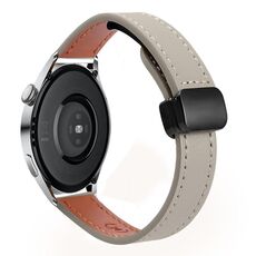 Cinturino in microfibra in pelle con fibbia magnetica sottile da 22 mm per Huawei Watch 3 (albicocca + caramello macchiato)