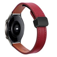 Cinturino in microfibra in pelle con fibbia magnetica sottile da 22 mm per Huawei Watch GT2 Pro (rosso vino)