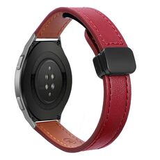 Cinturino in microfibra in pelle con fibbia magnetica sottile da 22 mm per Huawei Watch GT 2e (rosso vino)