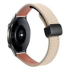 Cinturino in microfibra in pelle con fibbia magnetica sottile da 22 mm per Huawei Watch GT2 46 mm (albicocca crema)