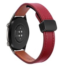 Cinturino in microfibra in pelle con fibbia magnetica sottile da 22 mm per Huawei Watch GT (rosso vino)