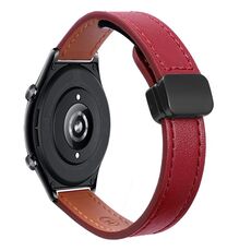 Per Honor Watch GS 4 22mm Slim Magnetic Buckle Microfibra Cinturino in Pelle per Orologio (Rosso Vino)