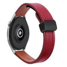 Per Honor Watch 4 Pro 22mm Slim Magnetic Buckle Microfibra Cinturino in Pelle (Rosso Vino)