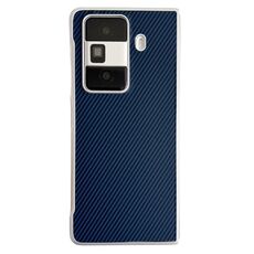 Custodia pieghevole in pelle e fibra di carbonio per Honor Magic VS3 Kevlar (blu scuro)