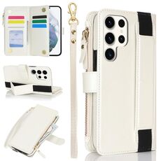 Per Samsung Galaxy S22 Ultra 5G Custodia da polso con cerniera RFID in pelle per telefono (bianco)