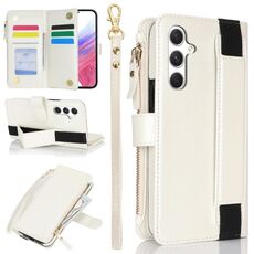 Per Samsung Galaxy S23 FE 5G Custodia da polso con cerniera RFID in pelle per telefono (bianco)