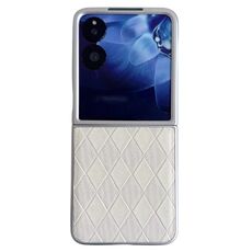 Per Xiaomi Mix Flip Custodia per telefono in pelle a scacchi a forma di diamante con vernice perlescente (argento)