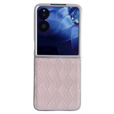 Per Xiaomi Mix Flip Custodia per telefono in pelle a scacchi a forma di diamante con vernice perlescente (rosa)
