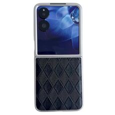 Per Xiaomi Mix Flip Custodia per telefono in pelle a scacchi a forma di diamante con vernice perlescente (nero)