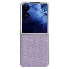 Per Xiaomi Mix Flip Custodia per telefono in pelle a scacchi a forma di diamante con vernice perlescente (viola)