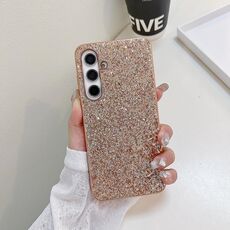 Per Samsung Galaxy S24 FE 5G Custodia per telefono in TPU antiurto con polvere glitterata (oro rosa)