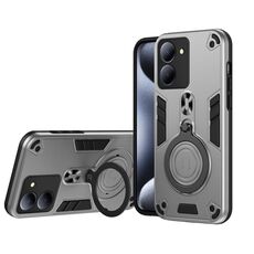 Per vivo Y36 5G Anello in metallo Supporto girevole a 360 gradi Custodia per telefono TPU ibrida per PC (Grigio argento)