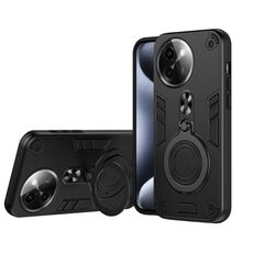 Per vivo Y200i Custodia per telefono in TPU ibrido per PC con supporto girevole a 360 gradi e anello in metallo (nero)