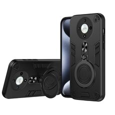 Per Honor X9b / Magic6 Lite 5G Custodia per telefono in TPU ibrido per PC con supporto girevole a 360 gradi e anello in metallo (nero)